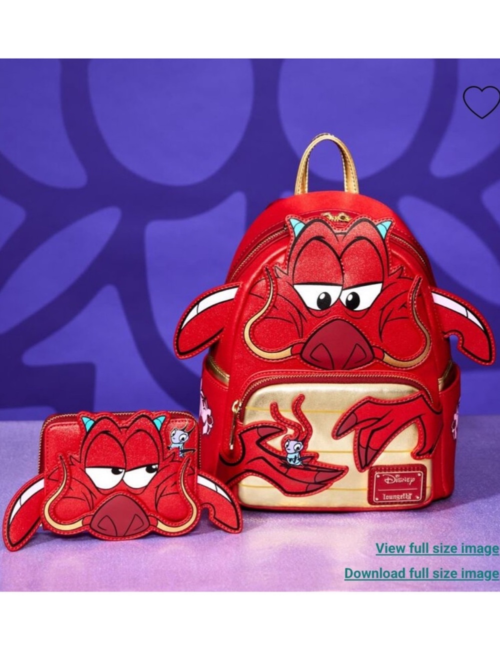 Loungefly Disney Mulan Glitter Mushu Figural Mini Backpack & Wallet